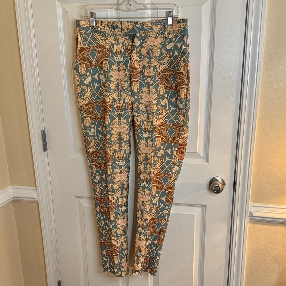 Boohoo Mens Floral Pattern Chinos - Brown and Green